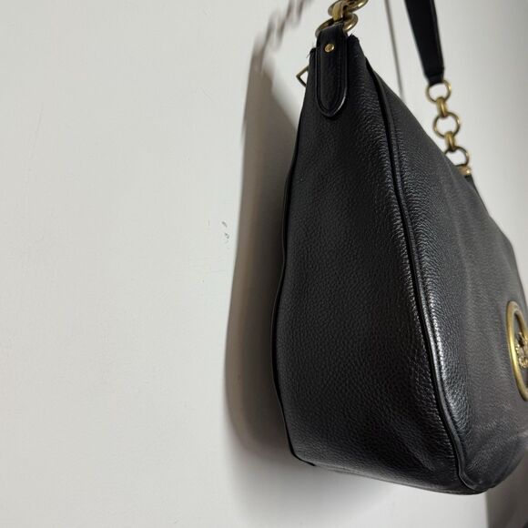 Coach Elle Black Pebble Leather Hobo Bag Large Carriage Shoulder Purse F31400 - Picture 5 of 16